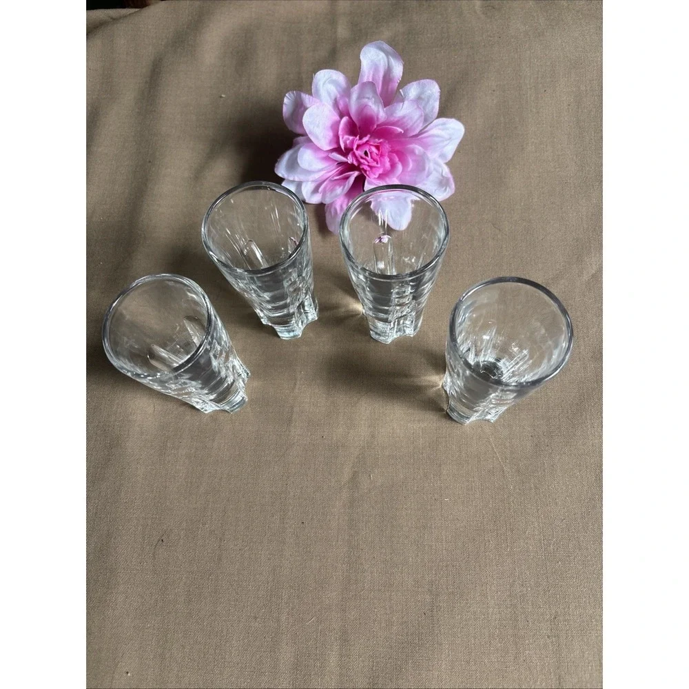 Set of 4 Italian Crystal Shot Glasses Aperitifs Heavy Base Made in Italy